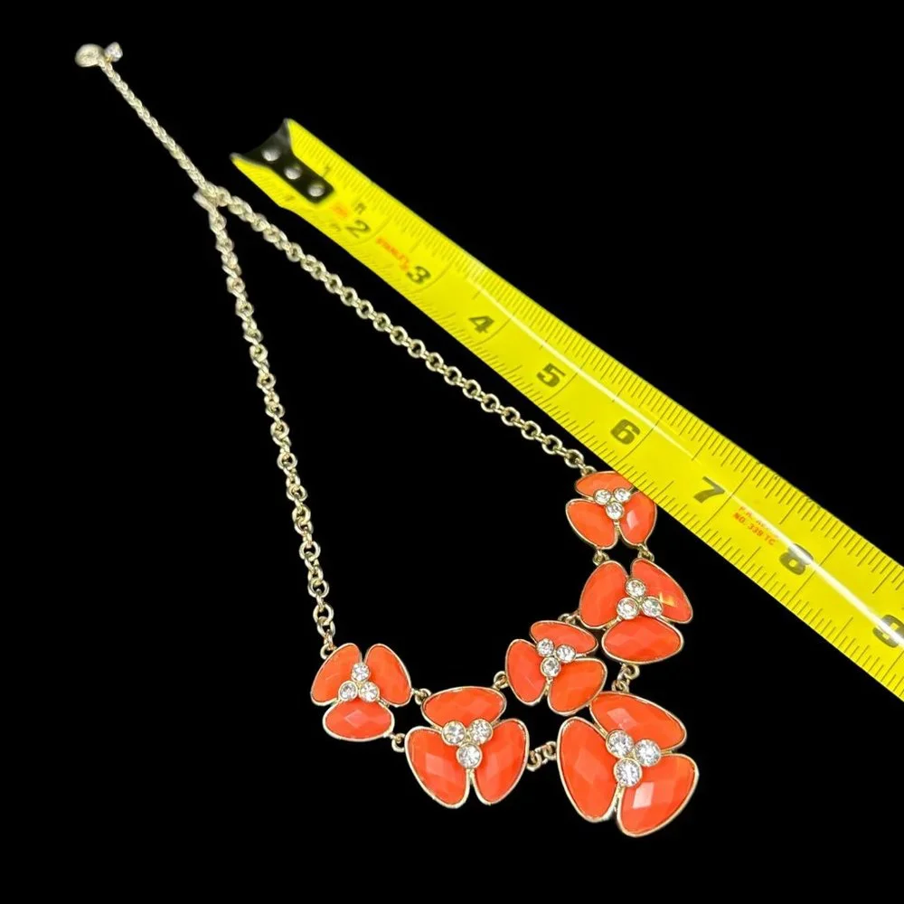 Bill Blass Gold Tone Faceted Coral Acrylic Resin Rhinestone BLING Necklace 20" - Picture 5 of 11